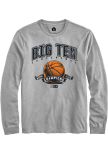 Rally Big Ten Grey Basketball Ribbon Long Sleeve T Shirt
