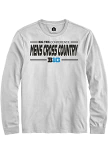 Rally Big Ten White Mens Cross Country Long Sleeve T Shirt