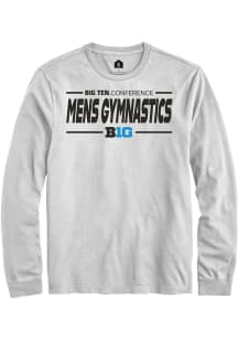Rally Big Ten White Mens Gymnastics Long Sleeve T Shirt