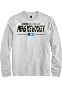 Rally Big Ten White Mens Ice Hockey Long Sleeve T Shirt