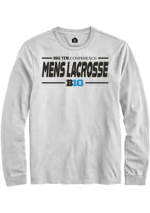Rally Big Ten White Mens Lacrosse Long Sleeve T Shirt