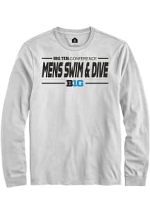Rally Big Ten White Mens Swimming & Diving Long Sleeve T Shirt