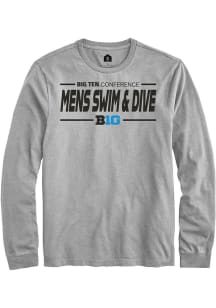 Rally Big Ten Grey Mens Swimming & Diving Long Sleeve T Shirt