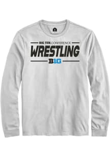 Rally Big Ten White Wrestling Long Sleeve T Shirt