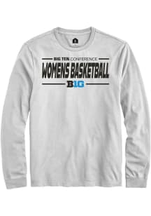 Rally Big Ten White Womens Basketball Long Sleeve T Shirt