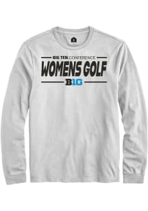Rally Big Ten White Womens Golf Long Sleeve T Shirt