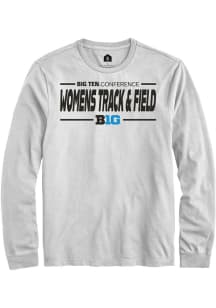 Rally Big Ten White Womens Track & Field Long Sleeve T Shirt