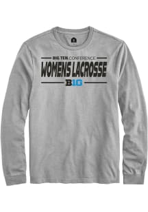 Rally Big Ten Grey Womens Lacrosse Long Sleeve T Shirt