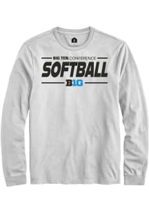 Rally Big Ten White Softball Long Sleeve T Shirt
