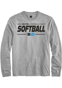 Rally Big Ten Grey Softball Long Sleeve T Shirt