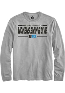 Rally Big Ten Grey Womens Swimming & Diving Long Sleeve T Shirt
