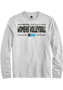 Rally Big Ten White Womens Volleyball Long Sleeve T Shirt