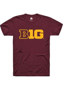Rally Big Ten Maroon Primary Logo Short Sleeve T Shirt