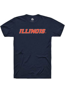 Rally Illinois Fighting Illini Navy Blue Wordmark Design Short Sleeve T Shirt