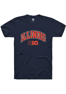 Rally Illinois Fighting Illini Navy Blue Arch Logo Short Sleeve T Shirt