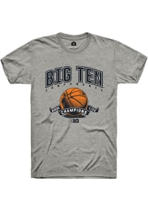 Rally Big Ten Grey Basketball Ribbon Short Sleeve T Shirt