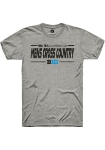 Rally Big Ten Grey Mens Cross Country Short Sleeve T Shirt