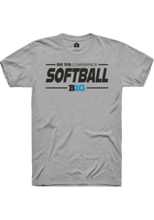 Rally Big Ten Grey Softball Short Sleeve T Shirt