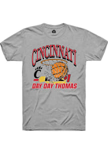 Day Day Thomas  Cincinnati Bearcats Grey Rally NIL Name Number Net Short Sleeve T Shirt