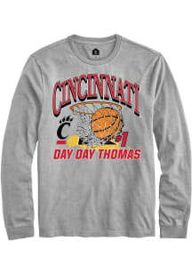 Day Day Thomas  Cincinnati Bearcats Grey Rally NIL Name Number Net Long Sleeve T Shirt