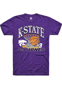 Cj Jones  K-State Wildcats Purple Rally NIL Name Number Net Short Sleeve T Shirt