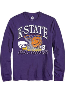 Cj Jones  K-State Wildcats Purple Rally NIL Name Number Net Long Sleeve T Shirt
