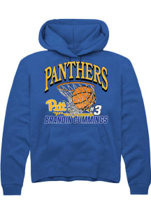 Brandin Cummings  Rally Pitt Panthers Mens Blue NIL Name Number Net Long Sleeve Hoodie