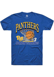 Brandin Cummings  Pitt Panthers Blue Rally NIL Name Number Net Short Sleeve T Shirt