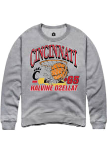 Halvine Dzellat  Rally Cincinnati Bearcats Mens Grey NIL Name Number Net Long Sleeve Crew Sweatshi..
