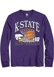 David Castillo  K-State Wildcats Purple Rally NIL Name Number Net Long Sleeve T Shirt
