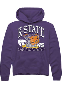 Taj Manning  Rally K-State Wildcats Mens Purple NIL Name Number Net Long Sleeve Hoodie