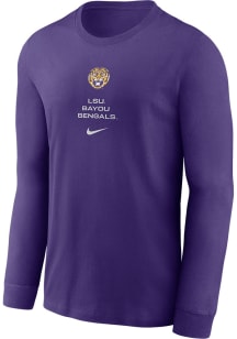 Nike LSU Tigers Purple DriFit Sideline Practice Long Sleeve T Shirt