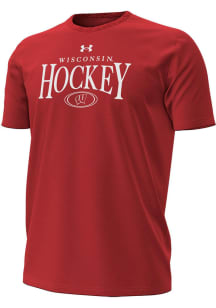 Under Armour Wisconsin Badgers Red Field Hockey Performance Cotton Short Sleeve T Shirt