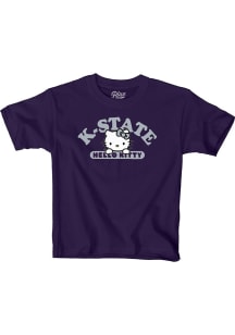 Blue 84 K-State Wildcats Girls Purple Hello Kitty Team Wordmark Short Sleeve Tee