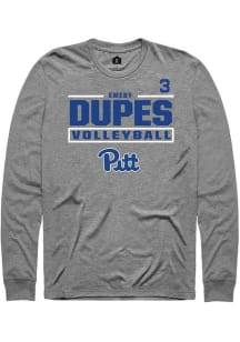 Emery Dupes Pitt Panthers Graphite NIL Stacked Box Long Sleeve Player T Shirt