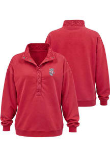 Wisconsin Badgers Womens Red Quilted Snap Qtr Zip