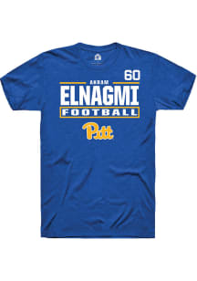 Akram Elnagmi Pitt Panthers Blue Football NIL Stacked Box Short Sleeve Player T Shirt