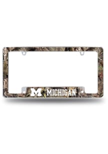Michigan Wolverines Camo Mossy Oak All Over Chrome License Plate Frame - White