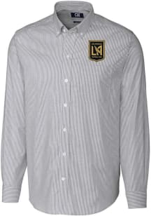 Cutter and Buck Los Angeles FC Mens Charcoal Stretch Oxford Stripe Long Sleeve Dress Shirt