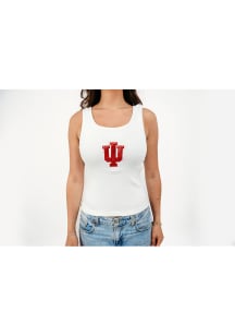 Indiana Hoosiers Womens White Sequin Ribbed Tank Top