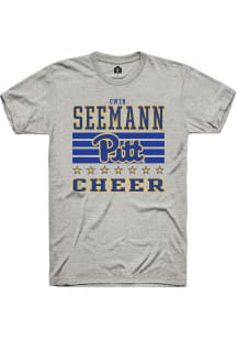 Owen Seemann Pitt Panthers Ash NIL Striped Short Sleeve Player T Shirt