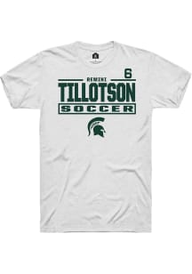 Remini Tillotson Michigan State Spartans White NIL Stacked Box Short Sleeve Player T Shirt