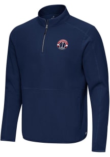 Antigua Washington Wizards Mens Navy Blue Step Up Long Sleeve Qtr Zip Pullover