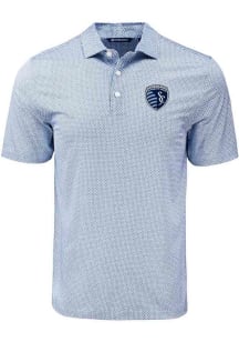 Cutter and Buck Sporting Kansas City Mens Navy Blue Pike Diamond Dot Short Sleeve Polo