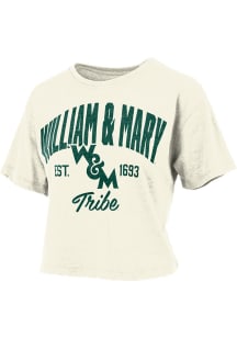 Pressbox William & Mary Tribe Womens Ivory Burnout Short Sleeve T-Shirt