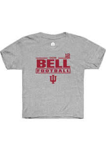 Jacob Bell Indiana Hoosiers Youth Grey NIL Stacked Box Player Tee