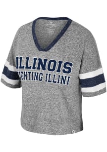Colosseum Illinois Fighting Illini Womens Grey Grimmerie Short Sleeve T-Shirt