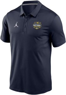Nike Michigan Wolverines Mens Navy Blue 2026 Men's Basketball National Champions Short Sleeve Polo