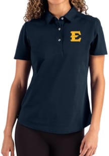 Cutter and Buck East Tennesse State Buccaneers Womens Navy Blue Advantage Short Sleeve Polo Shirt