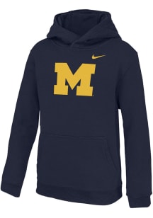 Nike Michigan Wolverines Youth Navy Blue Primary Logo Long Sleeve Hoodie
